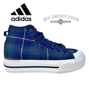 adidas Nizza RF Platform Mid – Women’s US 8 – Plaid Wool/Blue (Style H02707)
